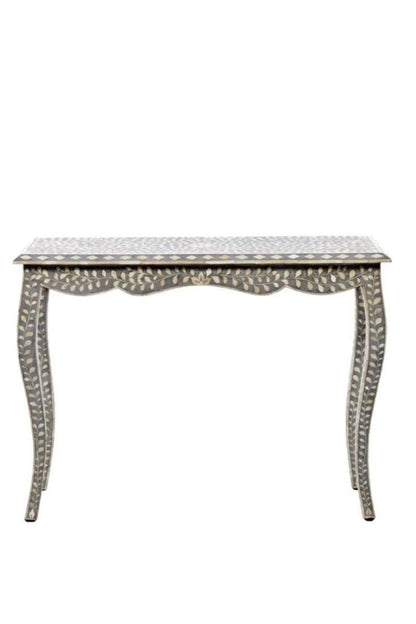 Handmade Bone Inlay Wooden Console table | Custom Made Work Desk in Gray Color workdesk - Bone Inlay Furnitures