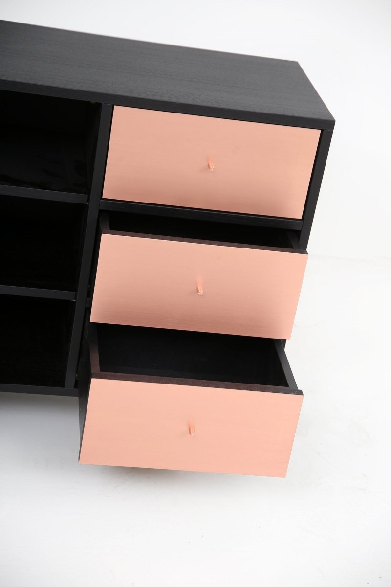 Handmade Chest of Drawers with Copper Metal | Copper Metal Furniture Chest of Drawers - Bone Inlay Furnitures