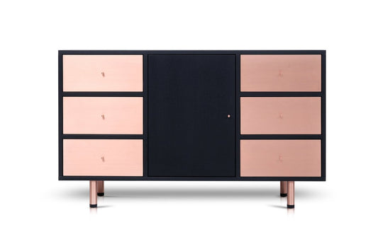 Handmade Chest of Drawers with Copper Metal | Copper Metal Furniture Chest of Drawers - Bone Inlay Furnitures