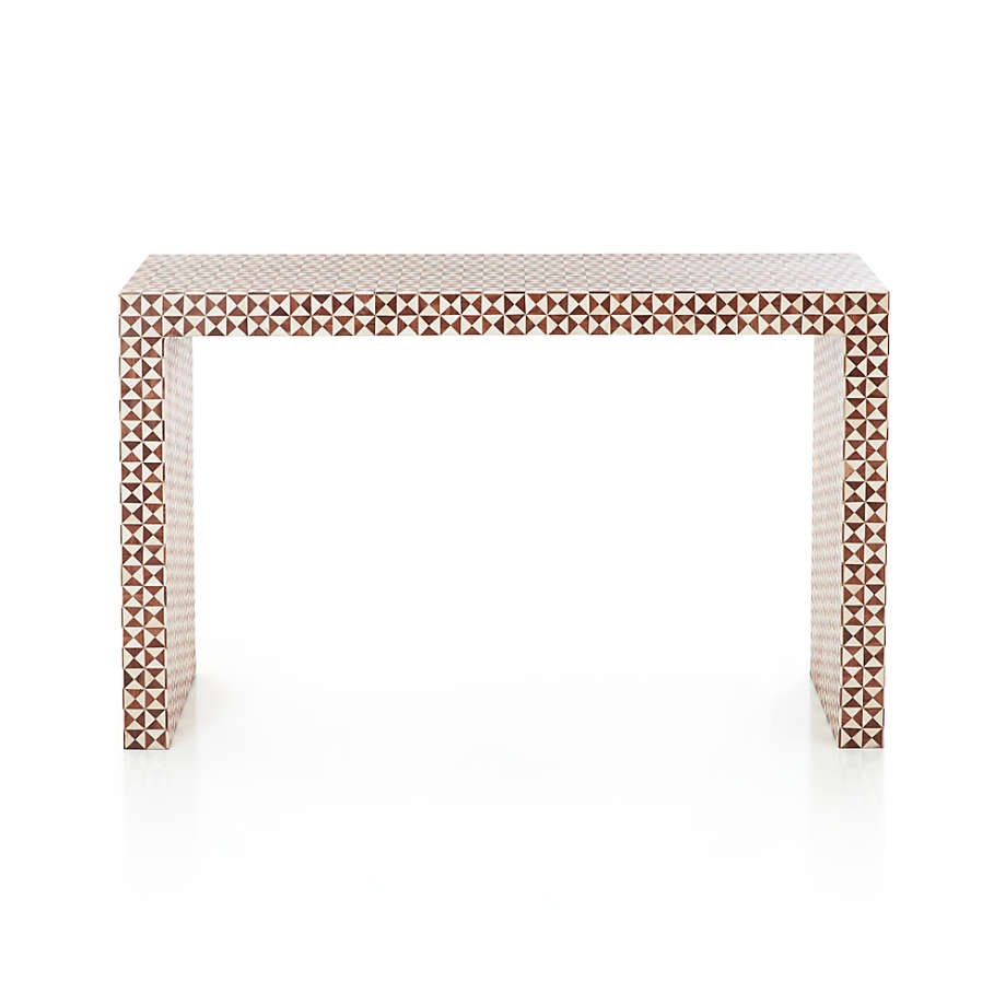 Handmade Console Table in Natural Color | Bone Inlay Floral pattern Work Desk console table - Bone Inlay Furnitures