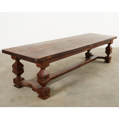 Handmade Handcarved Farmhouse Trestle Rectangle Dining Table - Bone Inlay Furnitures