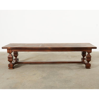 Handmade Handcarved Farmhouse Trestle Rectangle Dining Table - Bone Inlay Furnitures