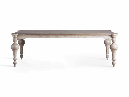 Handmade Handcarved Rectangle Dining Table | Indian Antique White Dining Table Dining Table - Bone Inlay Furnitures
