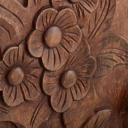 Handmade Handcarved Solid Wooden Floral Armoire Closet Armoire - Bone Inlay Furnitures