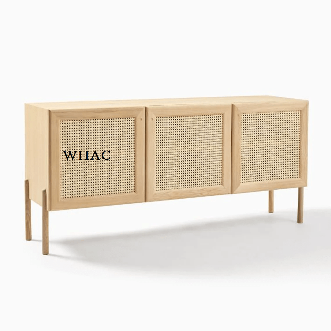 Handmade High Sideboard with Woven Doors Woven Cane Buffet Table
