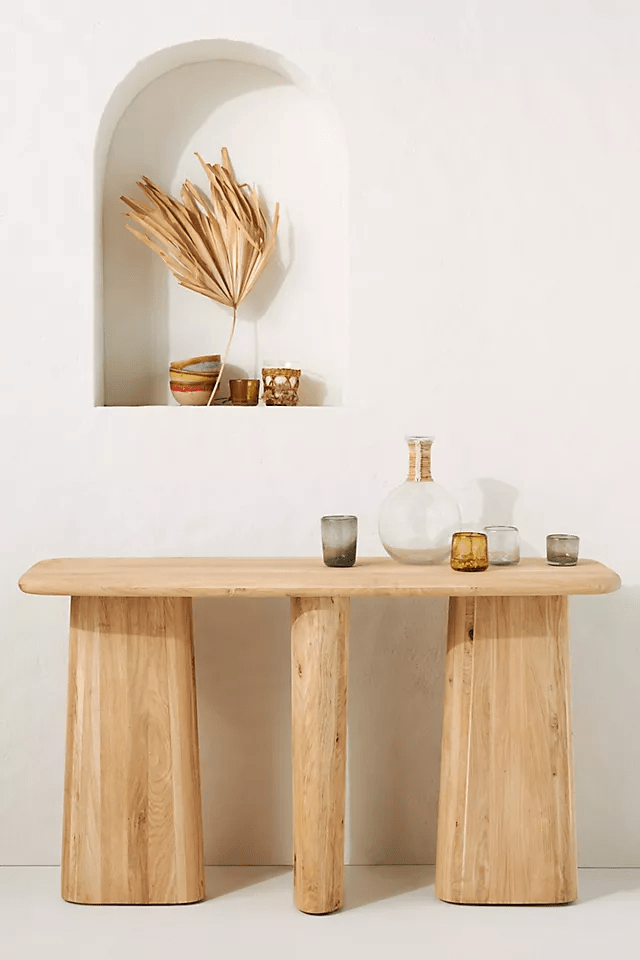 Handmade Kalle Sculptural Console Table | Hand-carved Wooden entryway table console table - Bone Inlay Furnitures