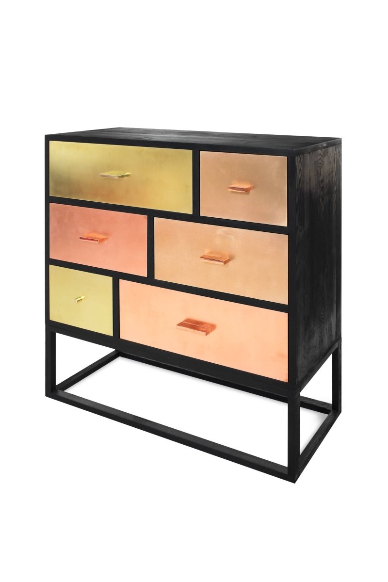 Handmade Metal Black Copper Dresser | Copper Look chest of drawers Chest of Drawers - Bone Inlay Furnitures