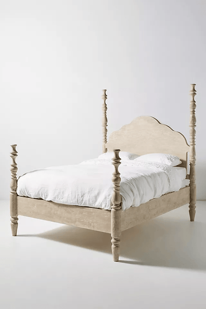 Handmade Rosalie Four-Poster Bed | Hand-carved Solid Wood Canopy Platform Bed Beds & Bed Frames - Bone Inlay Furnitures