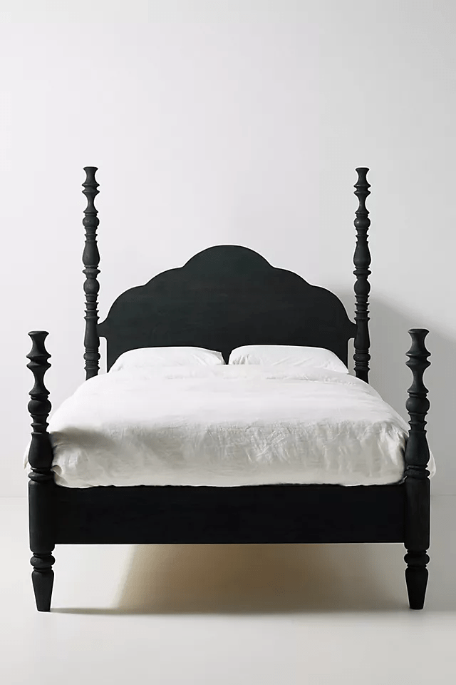 Handmade Rosalie Four-Poster Bed | Hand-carved Solid Wood Canopy Platform Bed Beds & Bed Frames - Bone Inlay Furnitures
