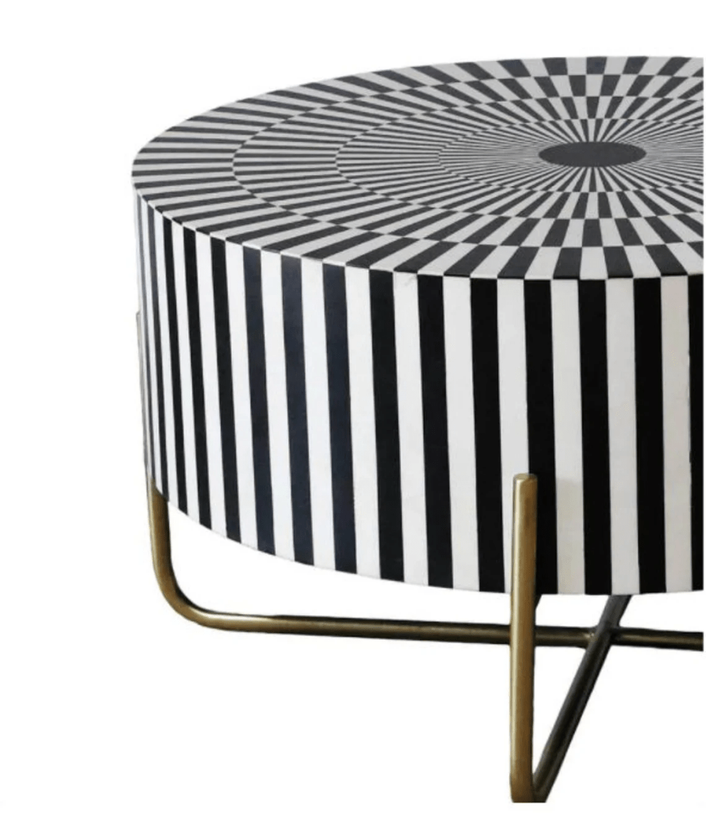 Handmade Striped Waterfall Pattern Coffee Table | Bone Inlay Furniture workdesk - Bone Inlay Furnitures