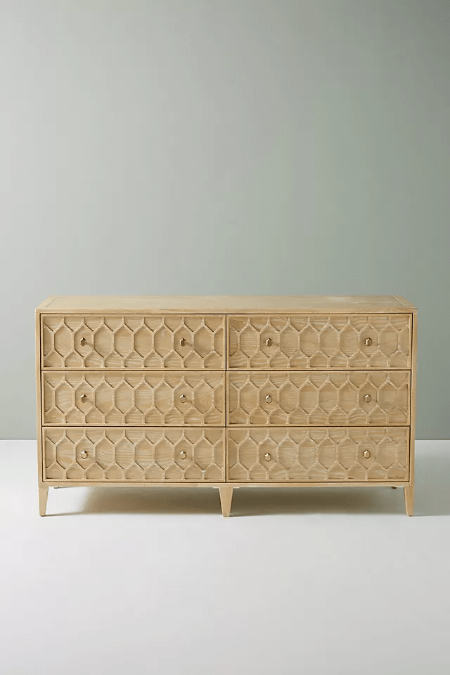 Handmade Textured Trellis Six-Drawer Dresser | Hand-carved Antique Designer Dresser Drawer Dresser - Bone Inlay Furnitures