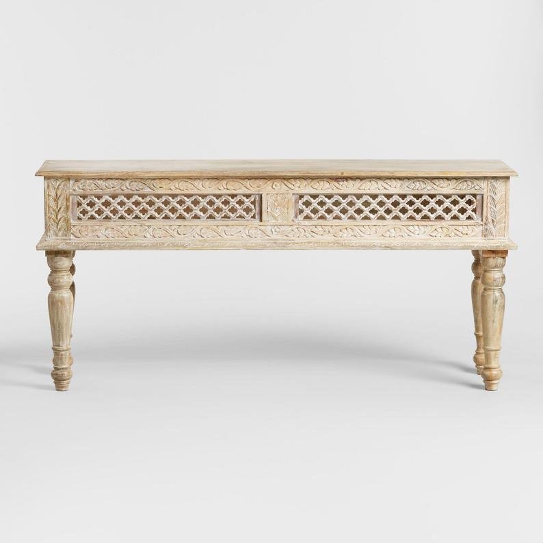 Indian Handmade Wooden Console Table | Hand-Crafted Custom Made Entryway Table console table - Bone Inlay Furnitures