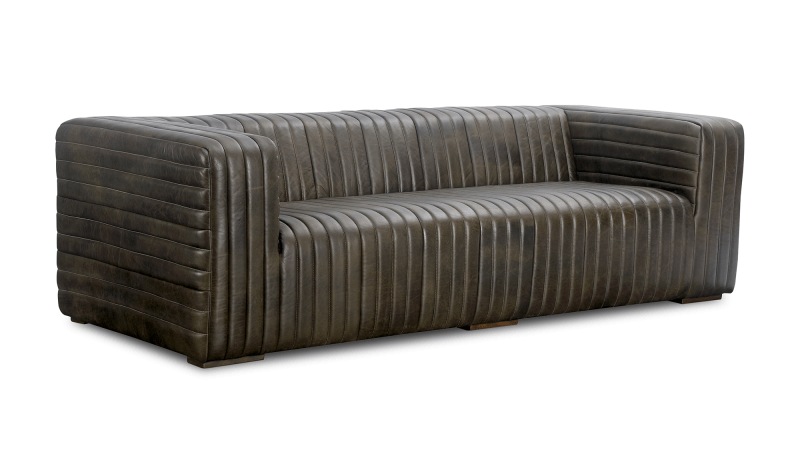 Olive leather sofa Sofa - Bone Inlay Furnitures