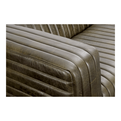 Olive leather sofa Sofa - Bone Inlay Furnitures