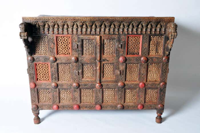 Vintage Indian Wooden Damchiya Sideboard Buffet & Sideboard - Bone Inlay Furnitures