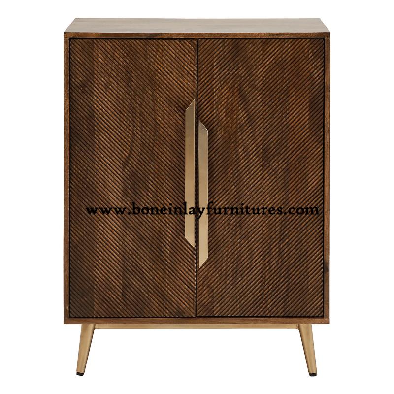 Wooden Cabinet in Dark Wood Finish | Handcarved Cabinet | Cabinetry Furniture - Bone Inlay Furnitures